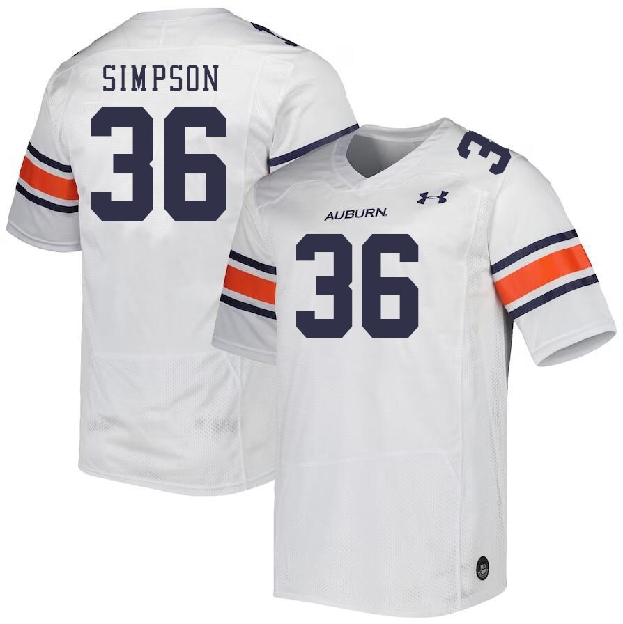 Men's Auburn Tigers #36 Jaylin Simpson White 2023 College Stitched Football Jersey